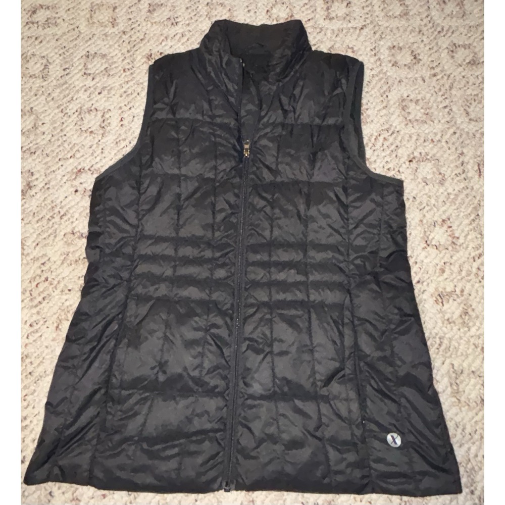 Xersion Women Size M Black Quilted Puffer Jacket Vest Lightweight Full Zip